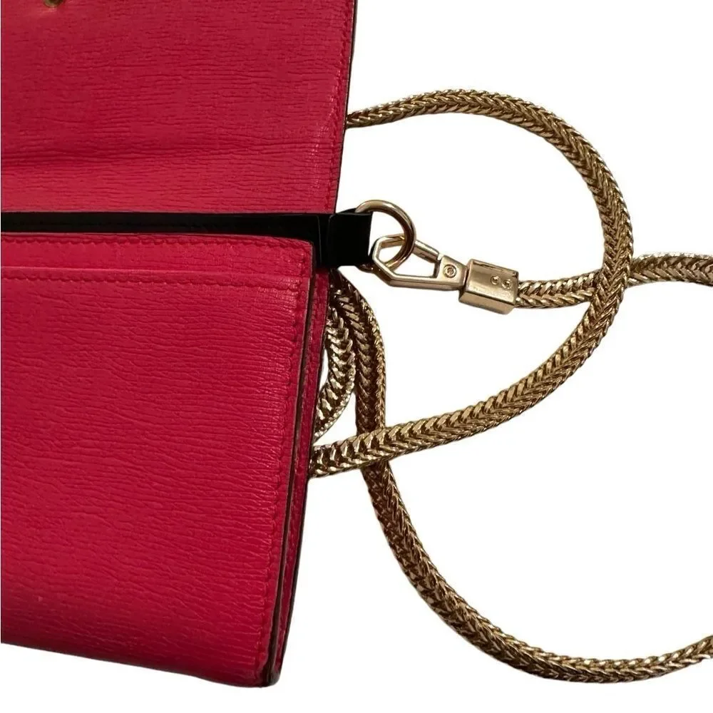 Gucci pink gold horsebit long wallet added gold chain - Picture 10 of 16